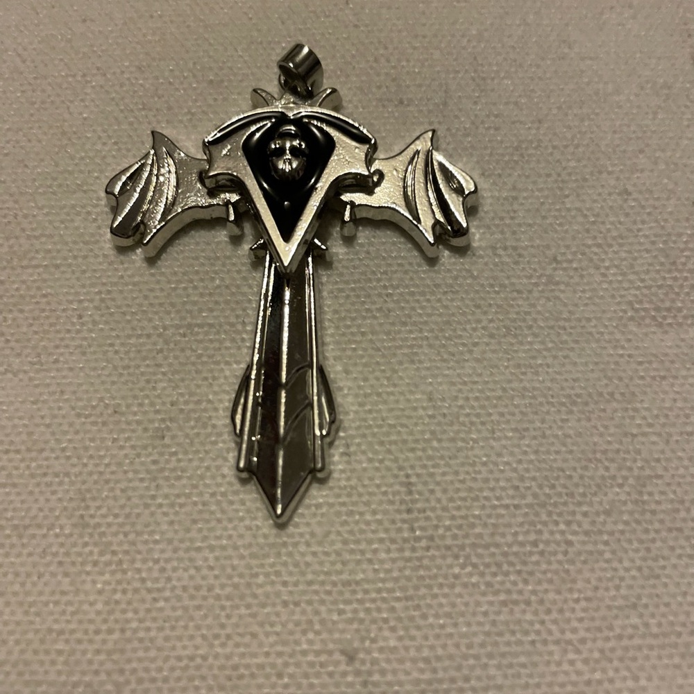 Silver and Black Cross Pendant